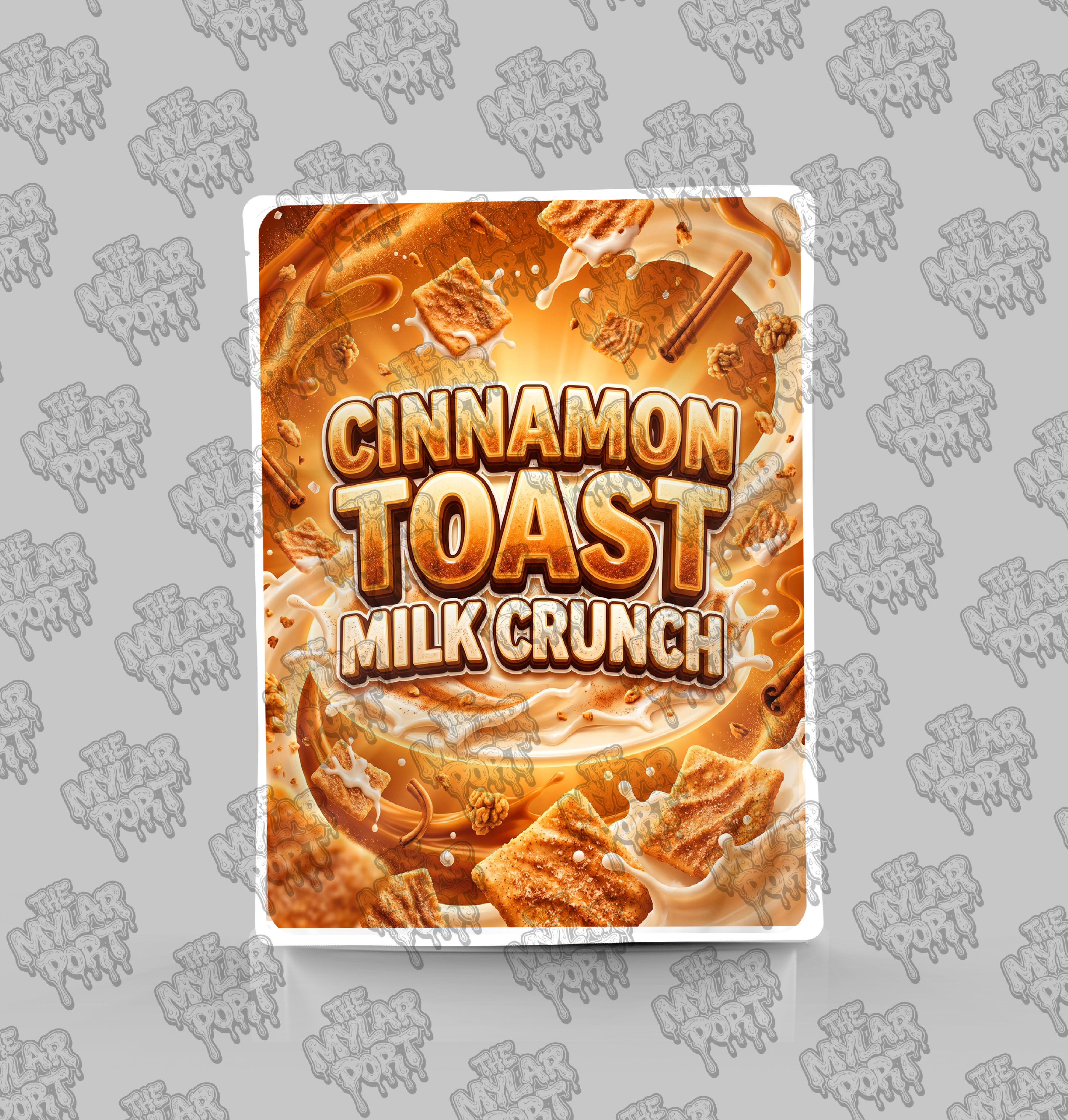 Cinnamon Toast Milk Crunch premade digital mylar bag design by The Mylar Port