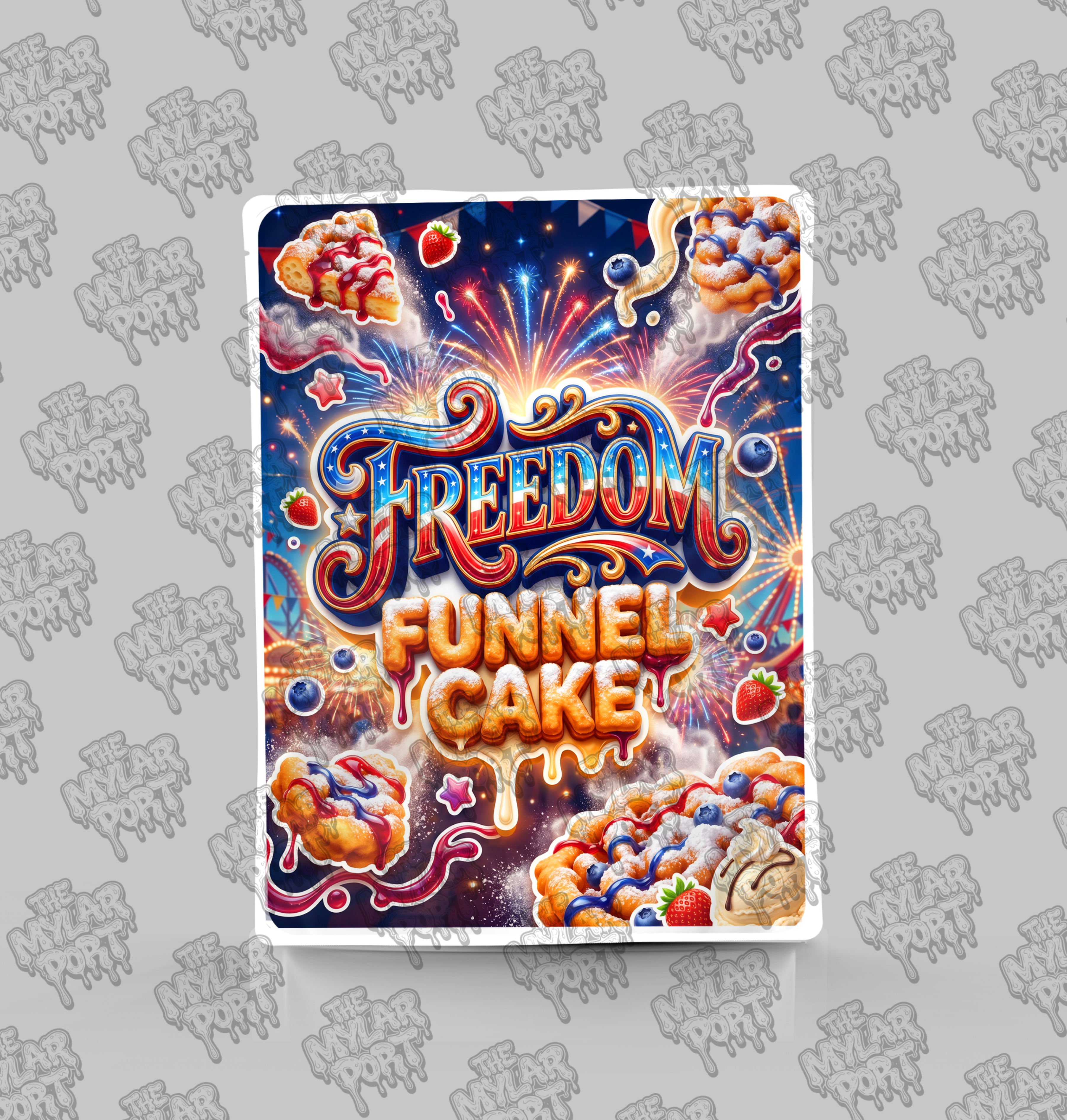 Freedom Funnel Cake premade digital mylar bag design by The Mylar Port