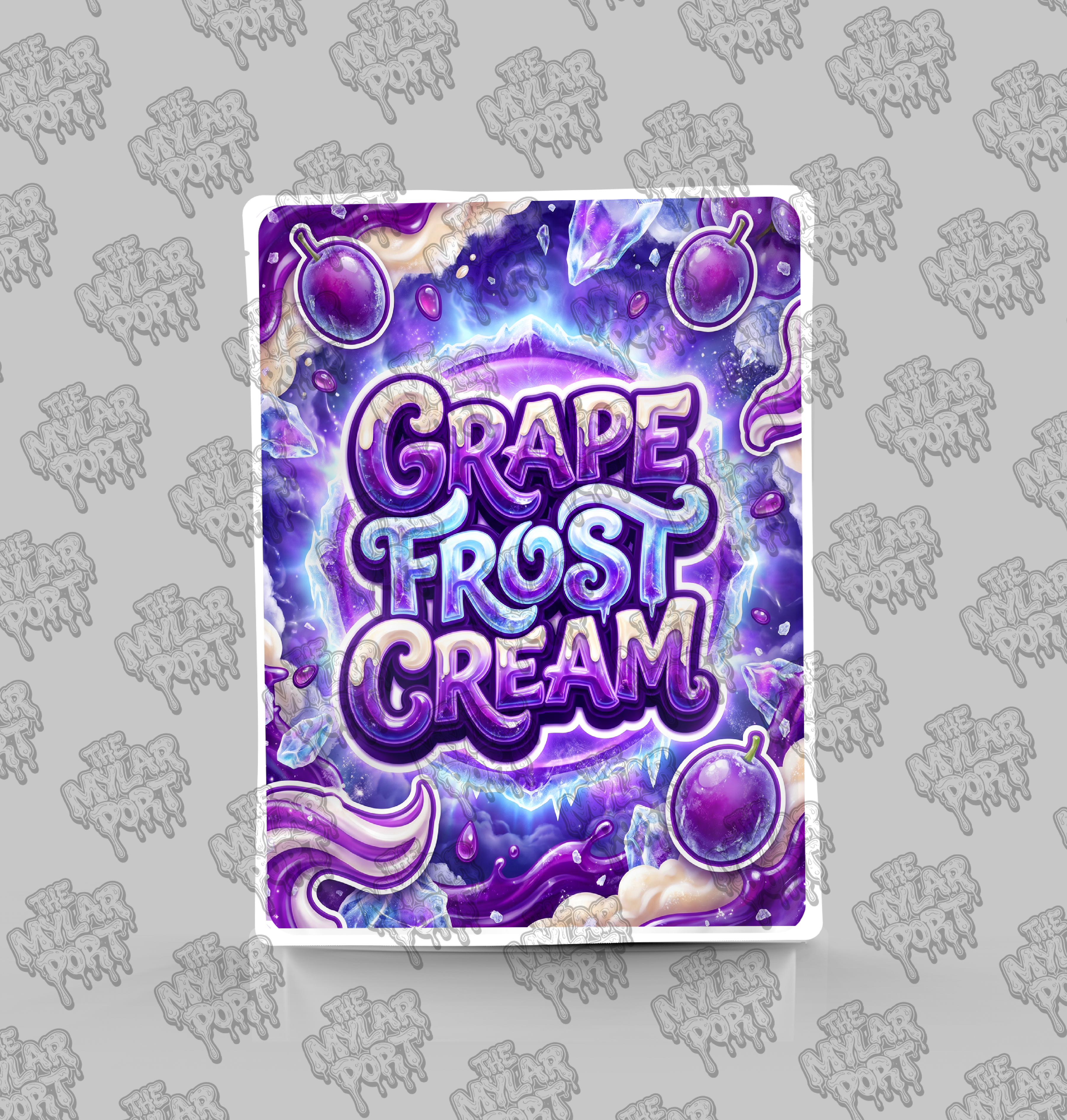 Grape Frost Cream premade digital mylar bag design by The Mylar Port