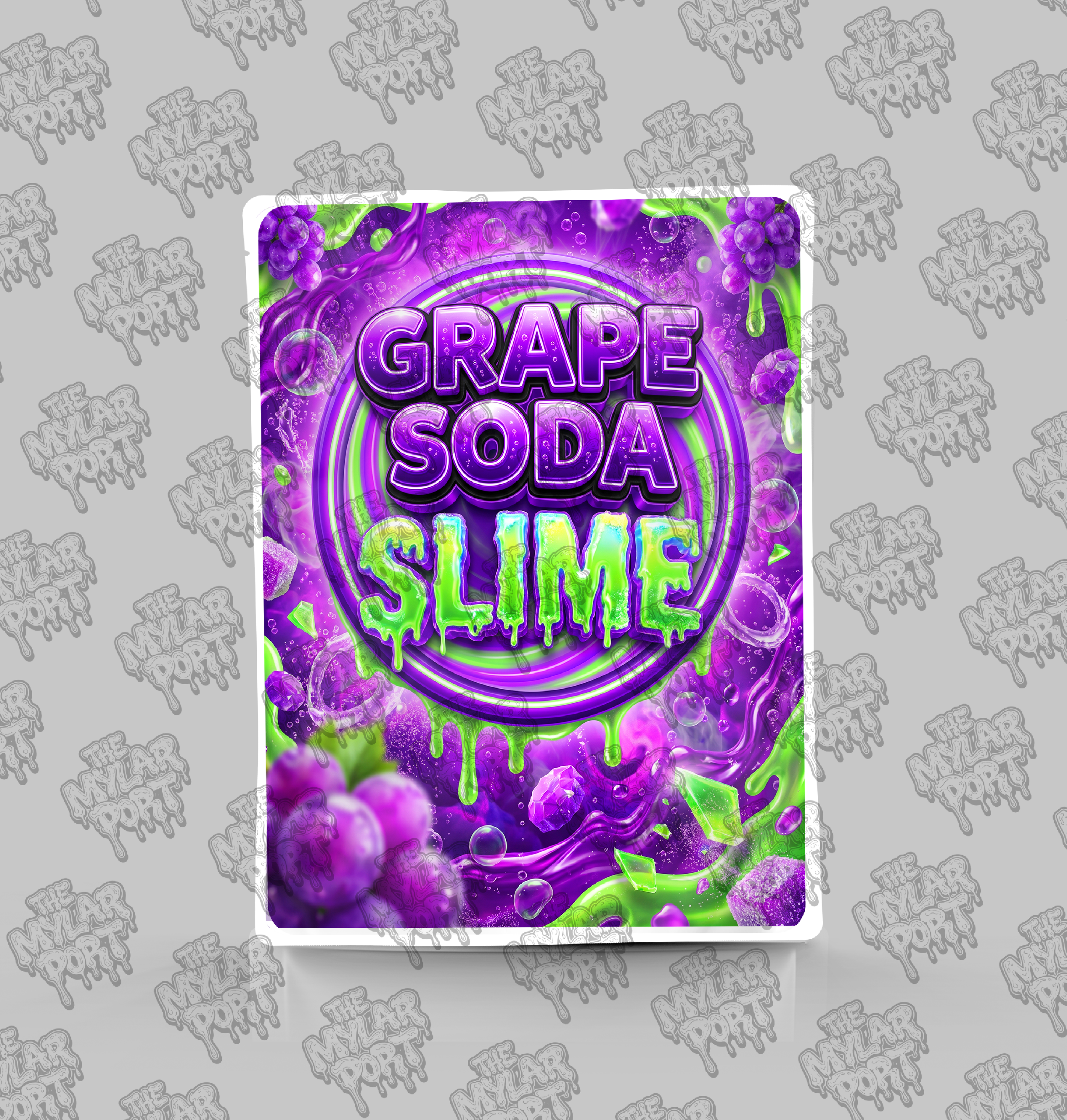 Grape Soda Slime premade digital mylar bag design by The Mylar Port