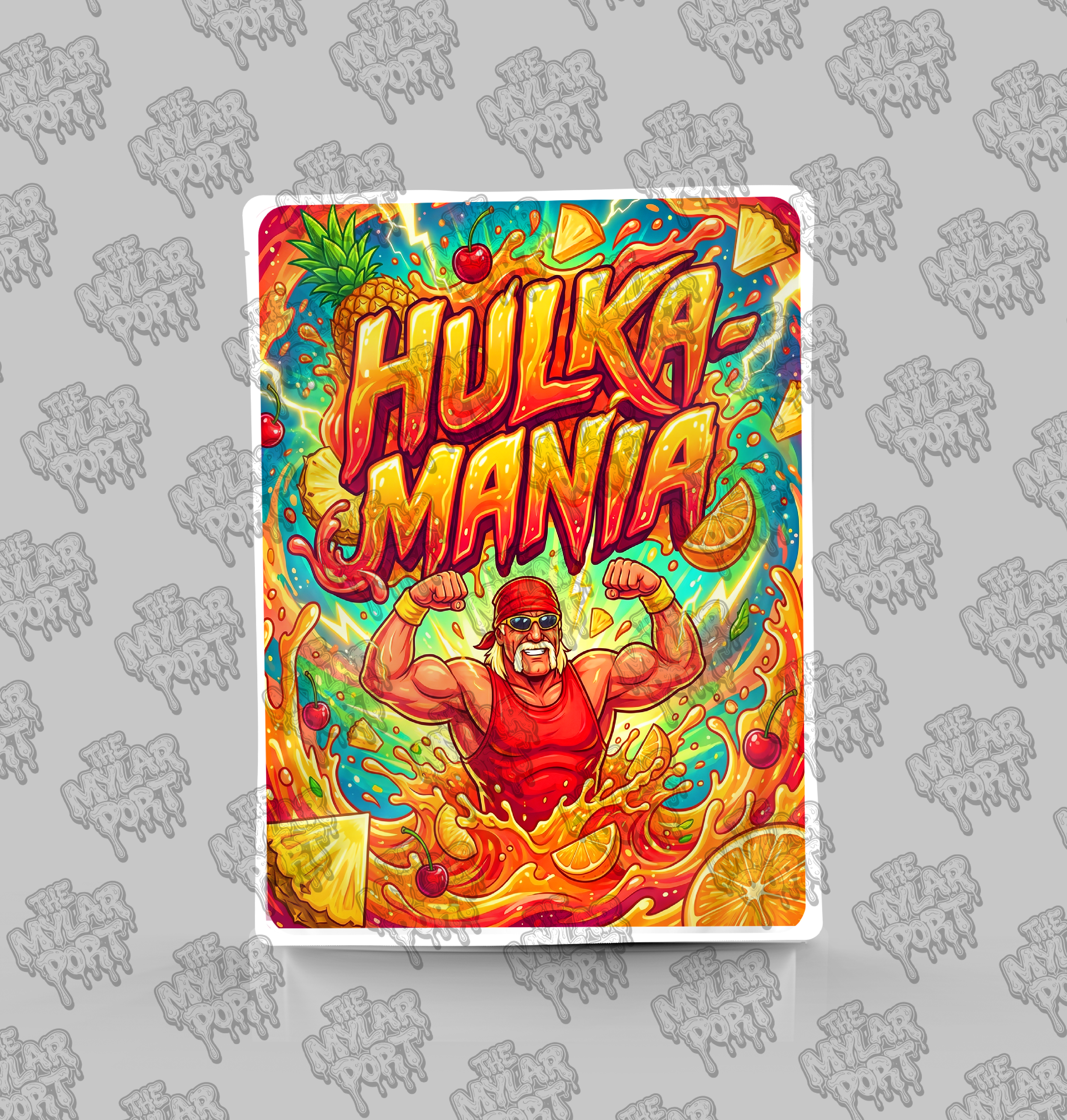 Hulkamania premade digital mylar bag design by The Mylar Port