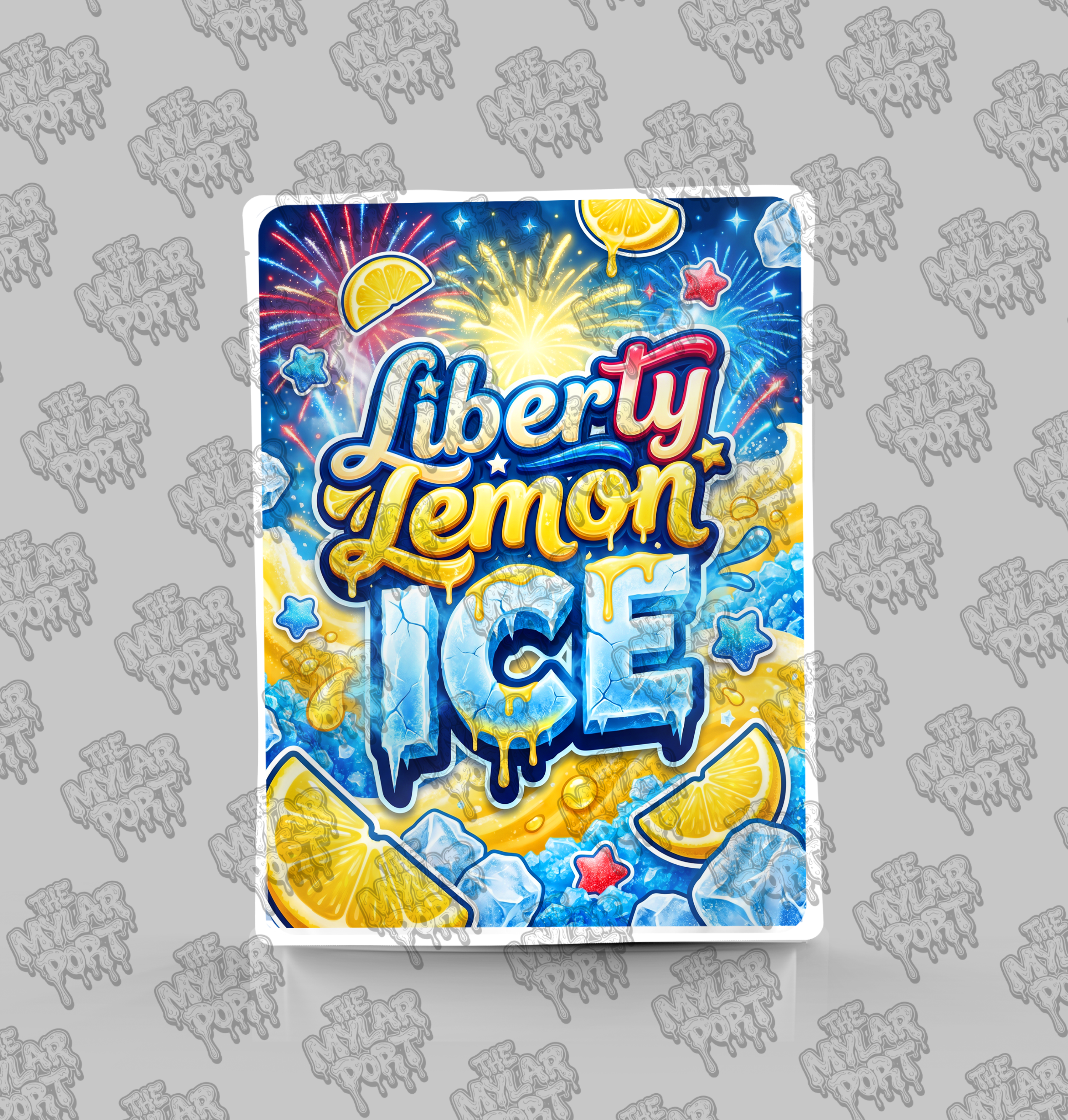 Liberty Lemon Ice premade digital mylar bag design by The Mylar Port