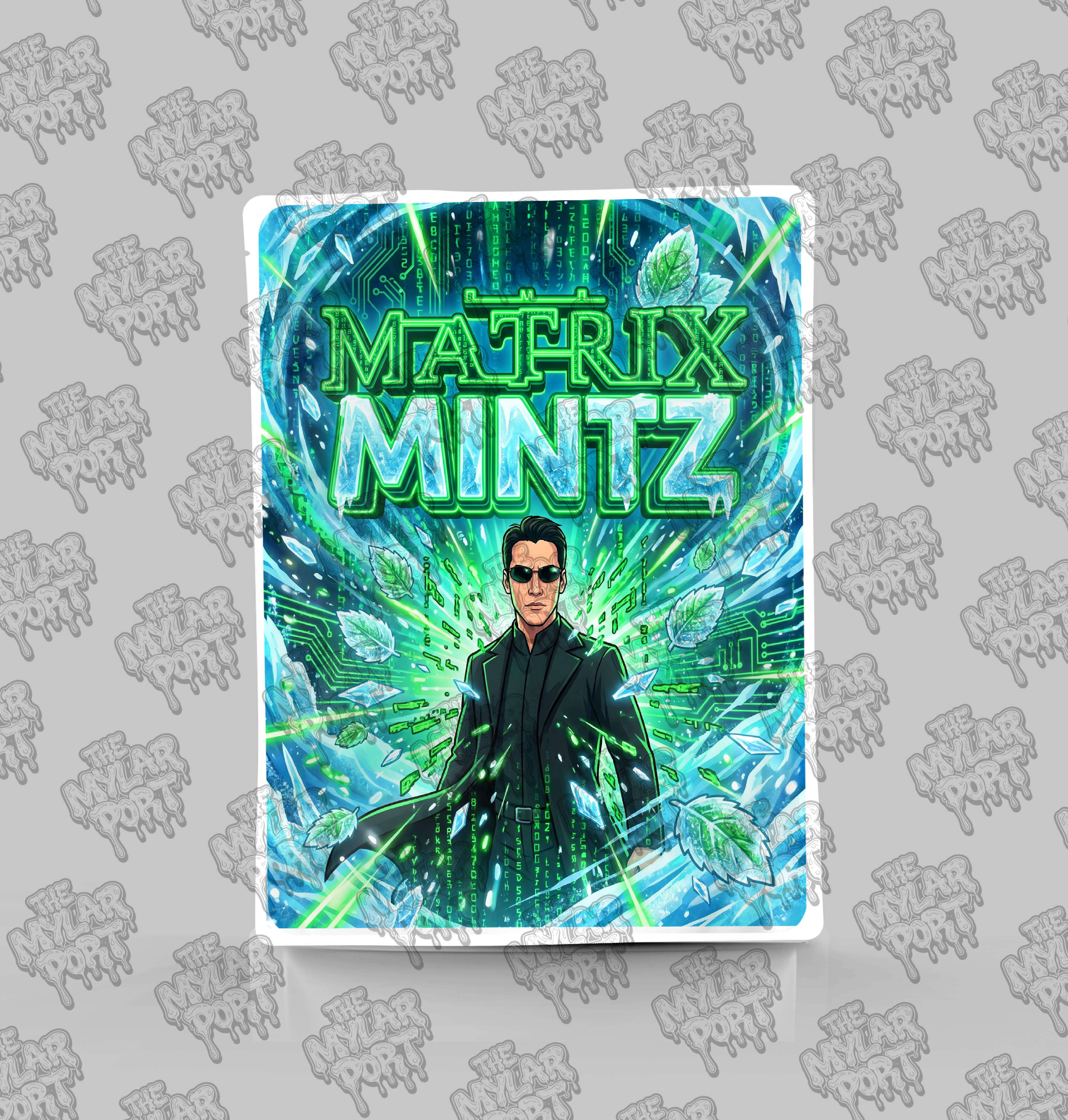 Matrix Mintz premade digital mylar bag design by The Mylar Port