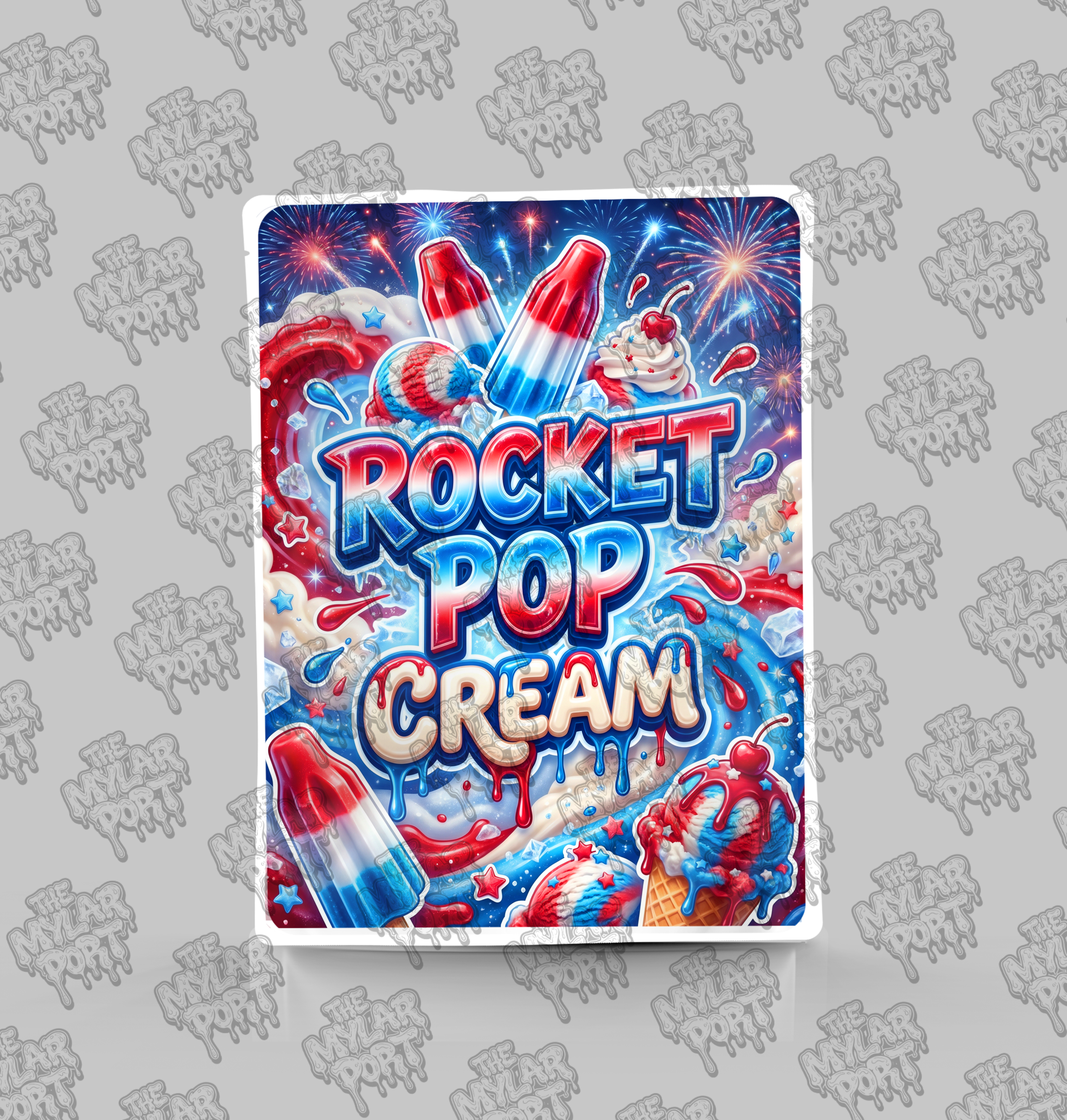 Rocket Pop Cream premade digital mylar bag design by The Mylar Port
