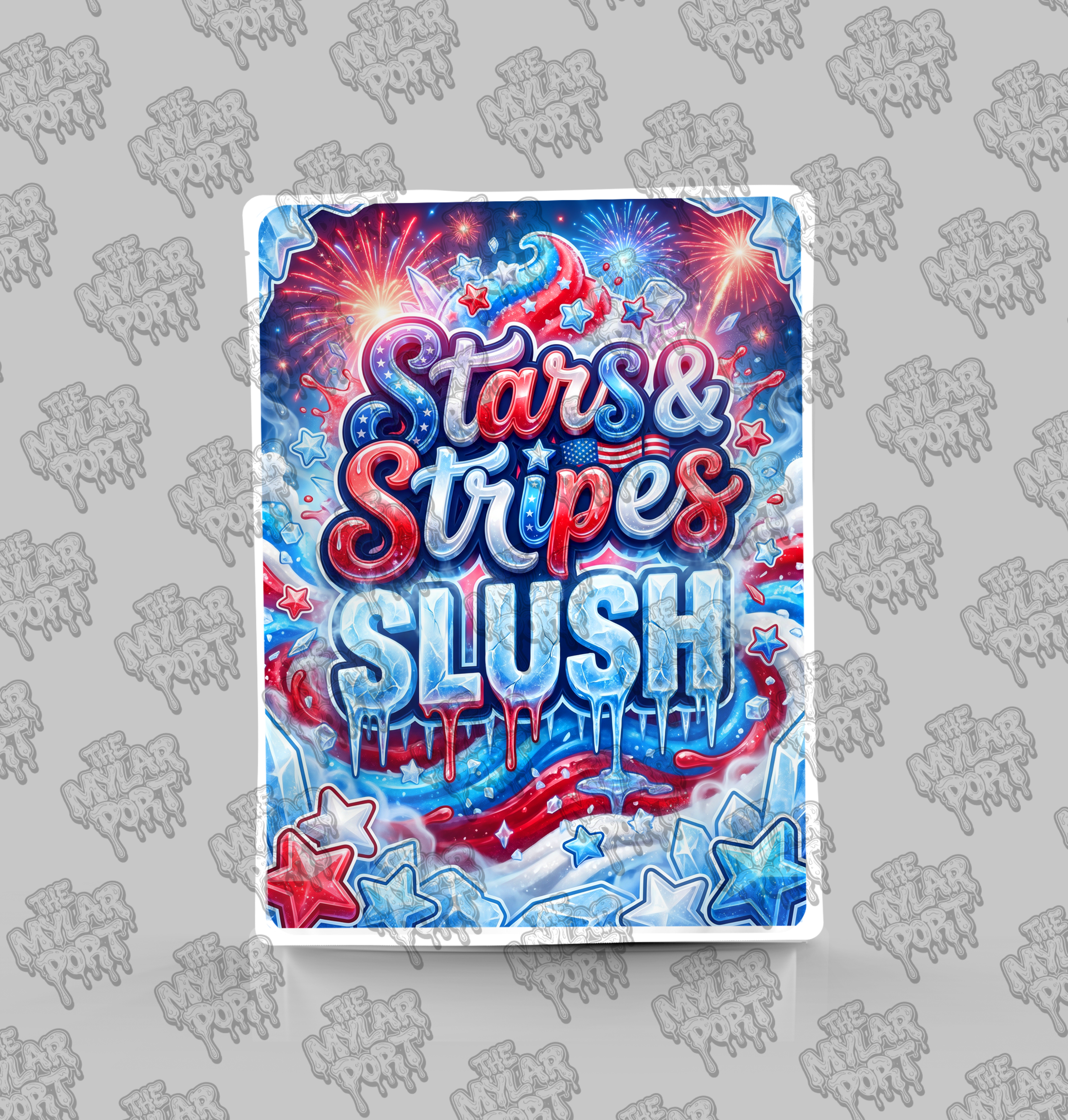 Stars And Stripes Slush premade digital mylar bag design by The Mylar Port