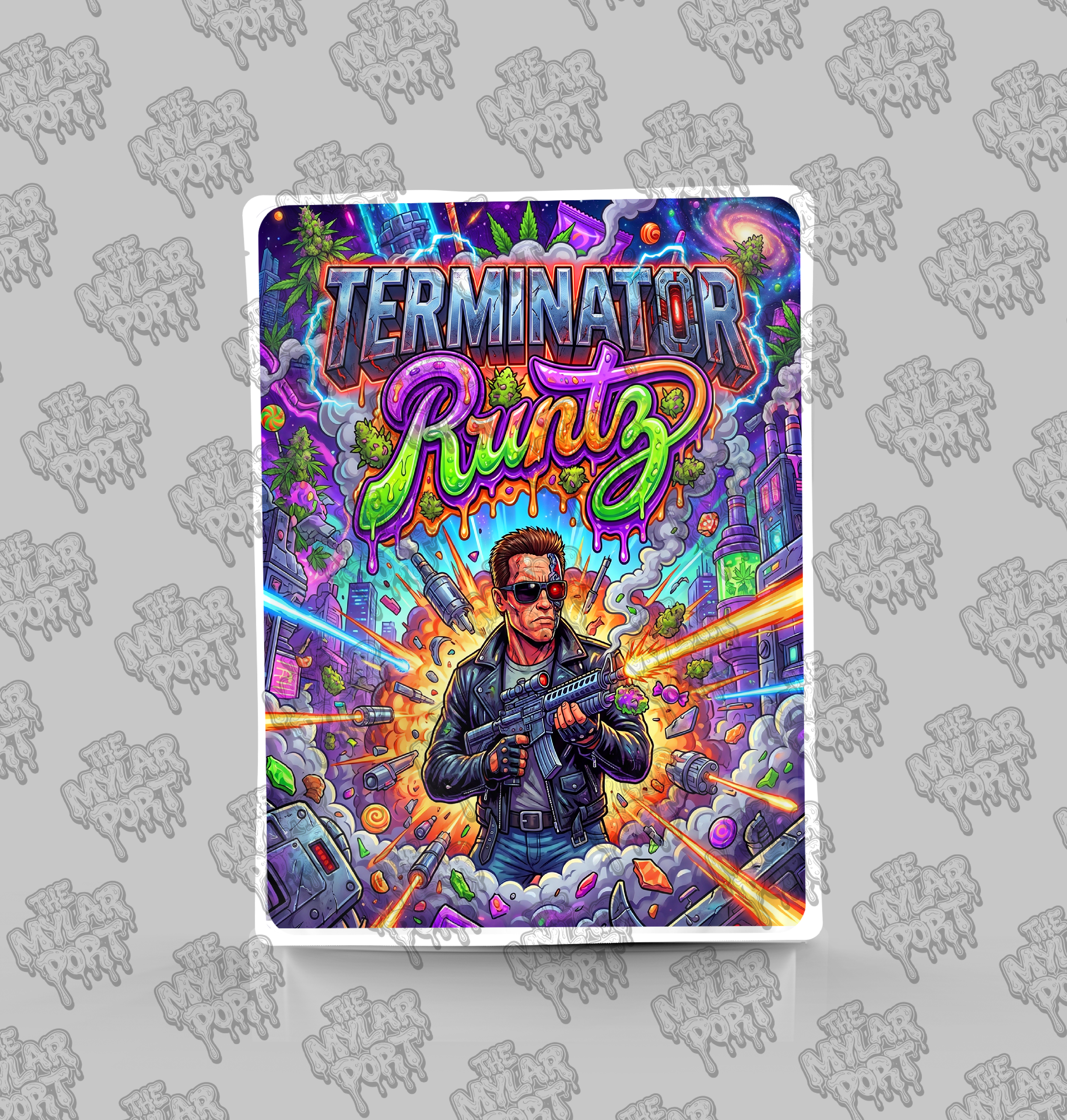 Terminator Runtz premade digital mylar bag design by The Mylar Port