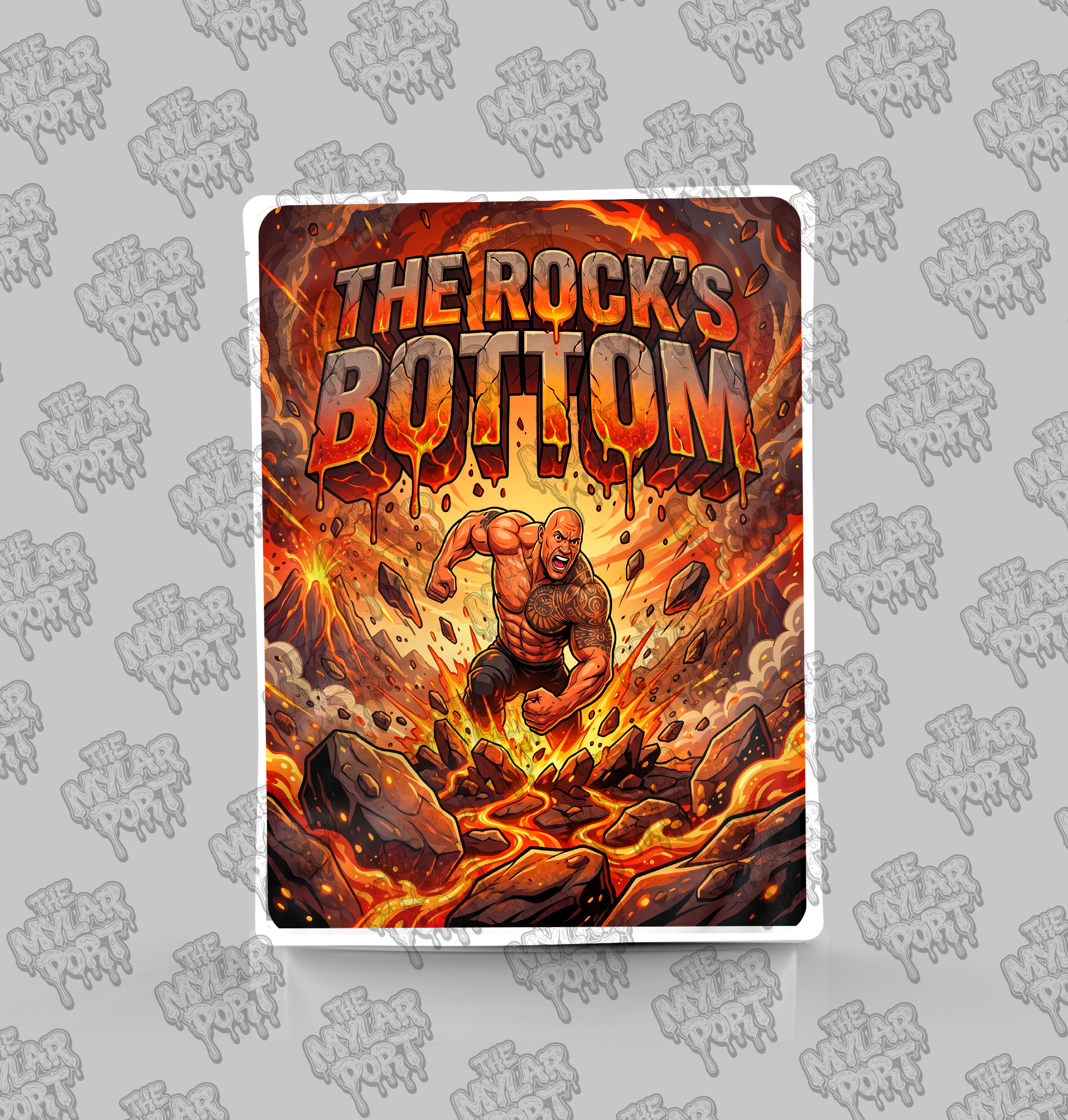 The Rocks Bottom premade digital mylar bag design by The Mylar Port
